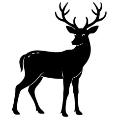 Deer silhouette vector art head with antlers illustration