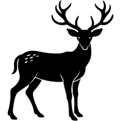 Deer silhouette vector art head with antlers illustration