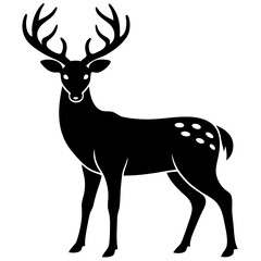 Fototapeta premium Deer silhouette vector art head with antlers illustration