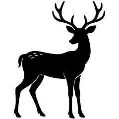 Deer silhouette vector art head with antlers illustration