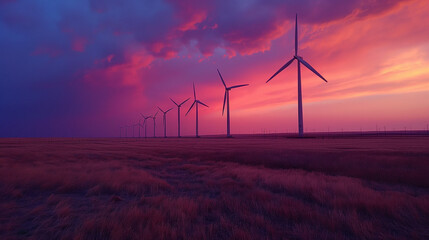 Obraz premium Wind turbine field at filds, sky 