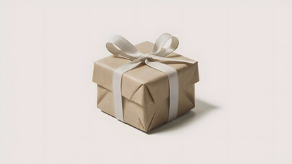 Obraz premium Minimalist Gift Box with Ribbon Isolated