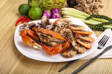 Luxury seafood mix - crab, prawn, octopus