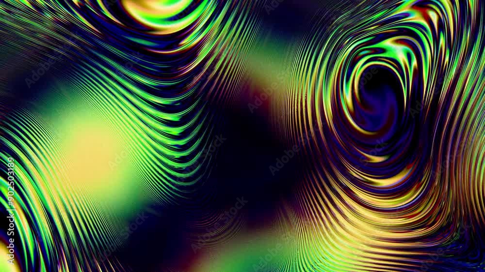 Poster abstract colorful background - metallic undulating liquid reflecting vibrant surface. 4k looped vide
