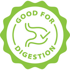 green good for digestion outline icon round rounded circle badge stamp label isolated on transparent background