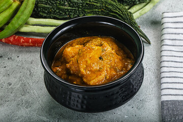 Spicy chicken masala in the bowl