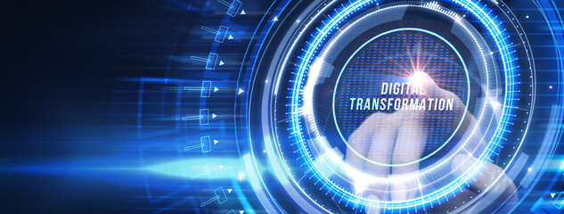 Concept of digitization of business processes and modern technology. Digital transformation.