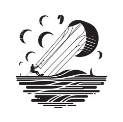 Kite Surfing Silhouette Vector