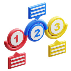 Step By Step Chart Icon 3D Illustration. Infographic Theme.