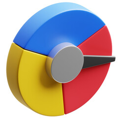 Speedometer Chart Icon 3D Illustration. Infographic Theme.