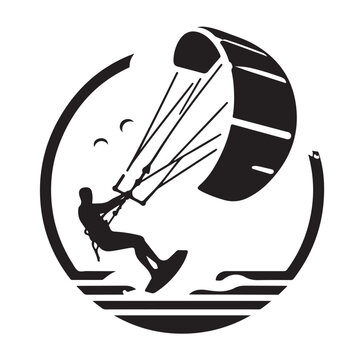 Kite Surfing Silhouette Vector