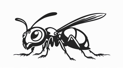 Obraz premium Black and White Illustration of a Wasp with Large Eyes