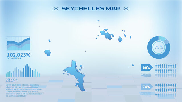Blue Seychelles Map with States, Political Seychelles infographic map vector illustration