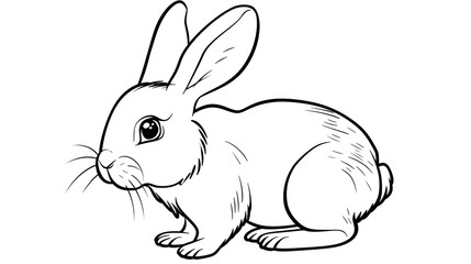Obraz premium Line Drawing of a Sitting Rabbit with Long Ears