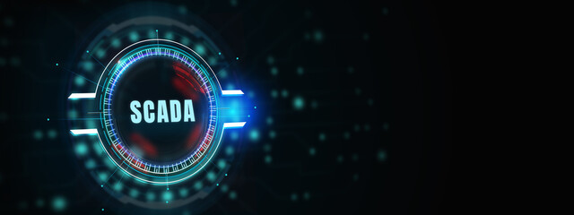 System Supervisory Control And Data Acquisition technology concept. SCADA. 3d illustration
