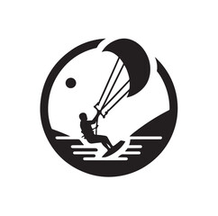 Kite Surfing Silhouette Vector