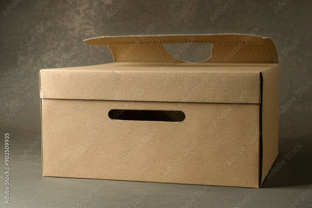 Aufkleber A simple cardboard box with a handle on a table