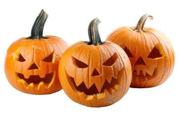 Halloween pumpkin with a carved scary face isolated on white background