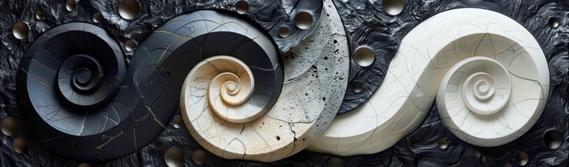 Obraz premium beautiful abstract black, beige and ivory background with waves and swirls ornaments