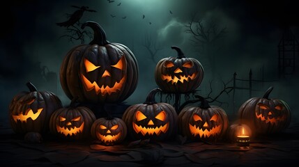 set of halloween pumpkins. halloween party concept
