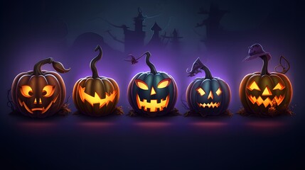 set of halloween pumpkins. halloween party concept
