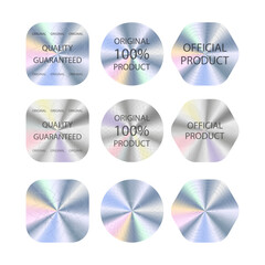 Holographic sticker, product quality guarantee badge, holograms for product packaging.
