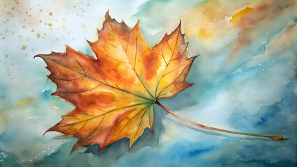 Obraz premium rtistic Illustration of a Single Autumn Leaf