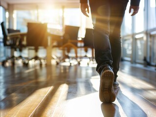 People walking to a meeting room, busy and blurry background at the office