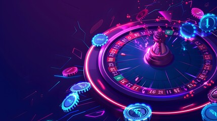 Fototapeta premium Gaming table in Casino with roullete and chips.