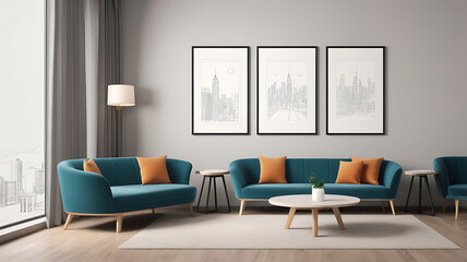 frame mockup in boho interior with sofa and table
,