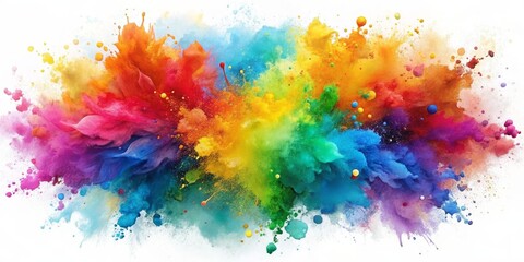 Abstract Colorful Explosion of Powder Paint, white background, vibrant colors, artistic, explosion, abstract, art
