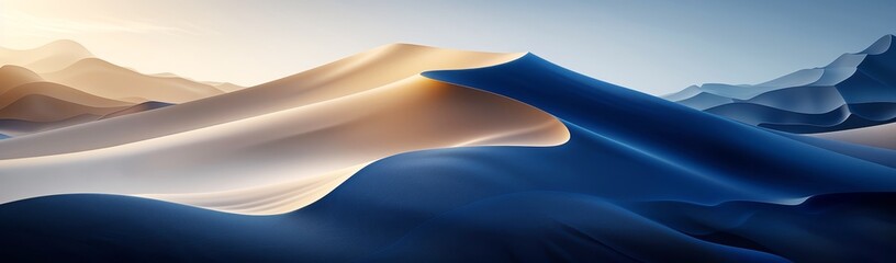 beautiful abstract dark, blue, beige and ivory flow background with waves, look like dunes
