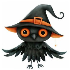 Naklejka premium a cute Raven, icon 3D clay style, lsolated on white background