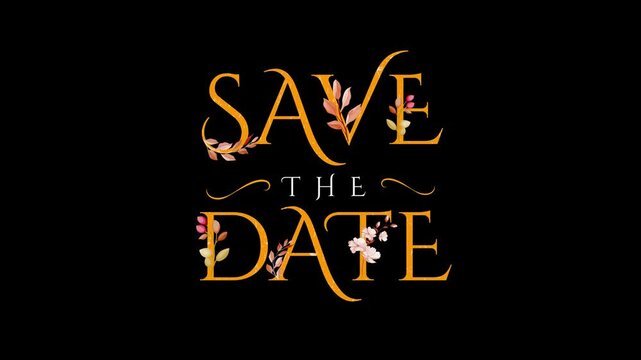 Animated save the date on black background