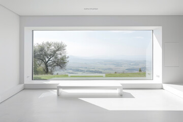 Fototapeta premium Minimalist Interior with a View of Rolling Hills