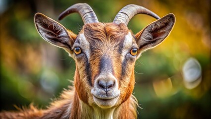 Fototapeta premium Close-Up Portrait of a Goat with Intriguing Eyes, Photography , Animal , Goat , Wildlife
