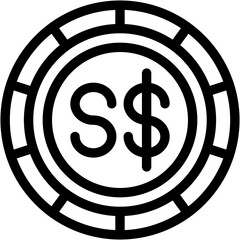 Vector Icon Dollar, Singapore, Currency, Coin, Money