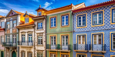 Fototapeta premium Colorful Tile Facades in Portugal, Azulejos , Portuguese Architecture , Tile Art , Lisbon
