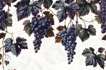 Obraz premium Beautiful background of blue grapes and clematis
