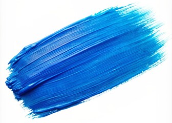 Vibrant blue paintbrush stroke with soft, textured edges, isolated on a clean white background, evoking creativity and artistic expression.