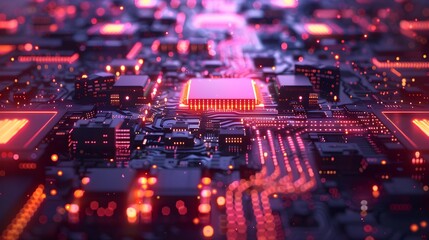 Obraz premium Glowing Quantum Computer with Futuristic Data Streams in a High Tech Lab Cyber Background Concept