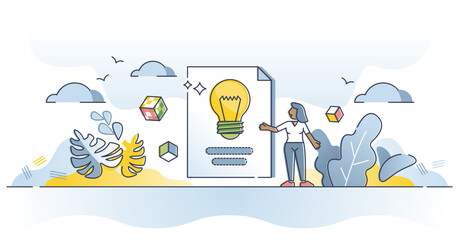 Discussion topic and bright idea presentation or description outline concept, transparent background. Business startup meeting speech and representation.