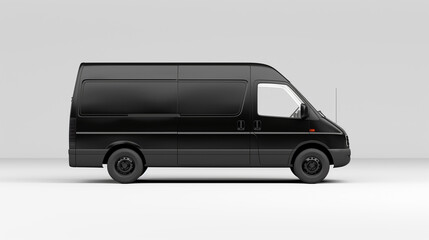 Black Van Isolated on White Background