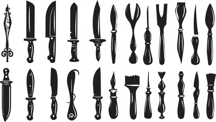 Knief Flat Black Silhouette Vector Art Bundle