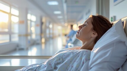 Obraz premium lying sick in hospital ward.