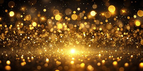 Golden Glitter Bokeh Background, Blurred Lights, Sparkle, Festive , Celebration