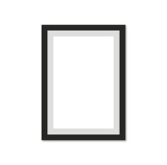 Photo frame and blank picture frame with shadow on background flat vector illustration.	
