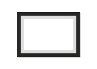 Photo frame and blank picture frame with shadow on background flat vector illustration.	
