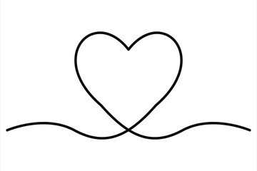 Heart continuous one line art drawing color shape Love sign outline Vector illustration