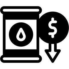 Vector Icon Oil, Economic Crises, Business and Finance, Price, Down
